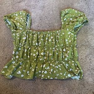 Green Floral Crop Top ☘️